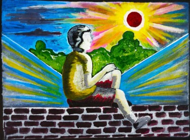 Painting titled "Positive Outlook2" by Kishore Bishoi, Original Artwork, Acrylic