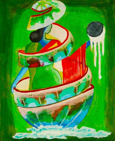 Schilderij getiteld "Melting Planet" door Kishore Bishoi, Origineel Kunstwerk, Acryl