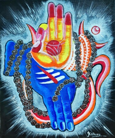 Картина под названием "The Divine Union" - Kishore Bishoi, Подлинное произведение искусства, Акрил