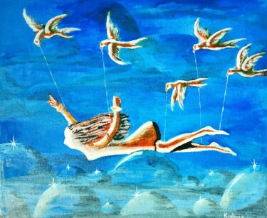 Peinture intitulée "Fly With Me" par Kishore Bishoi, Œuvre d'art originale, Acrylique