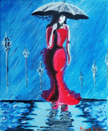 Pintura intitulada "The First Rain" por Kishore Bishoi, Obras de arte originais, Acrílico