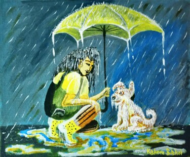Painting titled "Unspoken Compassion…" by Kishore Bishoi, Original Artwork, Acrylic