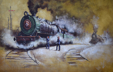 Malarstwo zatytułowany „Nostalgia of Steam…” autorstwa Kishore Pratim Biswas, Oryginalna praca, Akryl