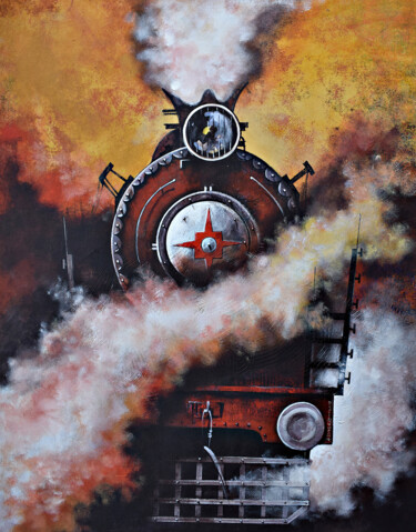 Painting titled "Nostalgia of Indian…" by Kishore Pratim Biswas, Original Artwork, Acrylic