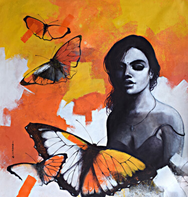 Картина под названием "Freedom of Beauty_16" - Kishore Pratim Biswas, Подлинное произведение искусства, Акрил