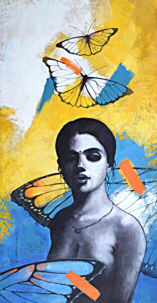 Painting titled "Freedom of Beauty_17" by Kishore Pratim Biswas, Original Artwork, Acrylic