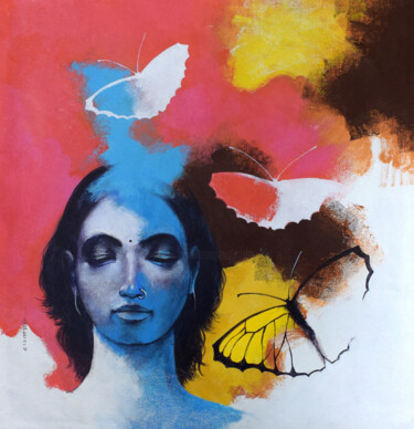 Pintura intitulada "Freedom of Beauty_20" por Kishore Pratim Biswas, Obras de arte originais, Acrílico