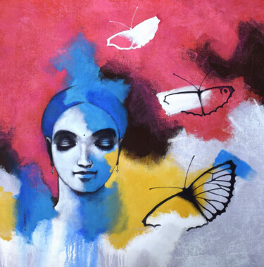Painting titled "Freedom of Beauty_21" by Kishore Pratim Biswas, Original Artwork, Acrylic