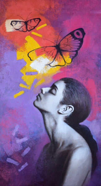 Картина под названием "Freedom of Beauty_29" - Kishore Pratim Biswas, Подлинное произведение искусства, Акрил
