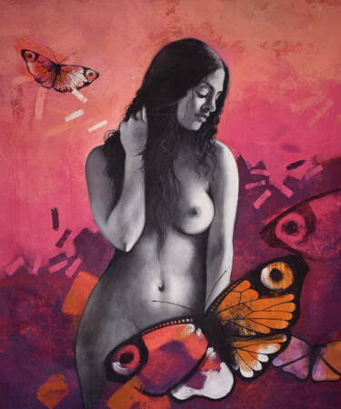 Картина под названием "Freedom of Beauty_31" - Kishore Pratim Biswas, Подлинное произведение искусства, Акрил