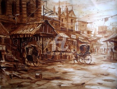 Painting titled "Calcatta,City of jo…" by Kishore Singh, Original Artwork