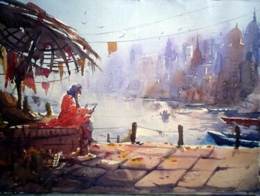 Painting titled "Market14" by Kishore Singh, Original Artwork