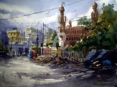 Painting titled "Hyderabad01" by Kishore Singh, Original Artwork, Watercolor