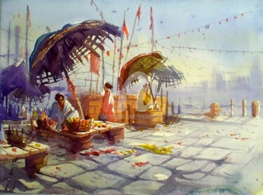 Pintura titulada "Varanasi02" por Kishore Singh, Obra de arte original