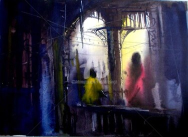 Painting titled "RailwayStaction01" by Kishore Singh, Original Artwork