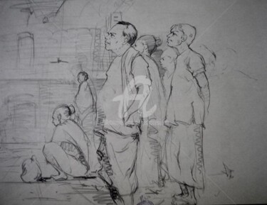 Картина под названием "live sketch" - Kishore Singh, Подлинное произведение искусства