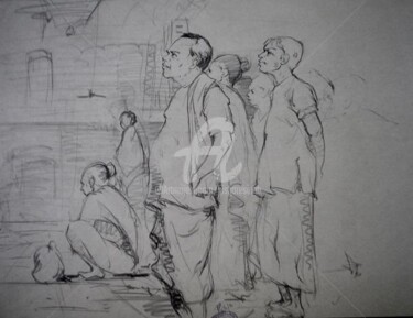 Painting titled "live sketch" by Kishore Singh, Original Artwork