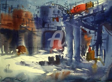 Painting titled "cityscape01" by Kishore Singh, Original Artwork