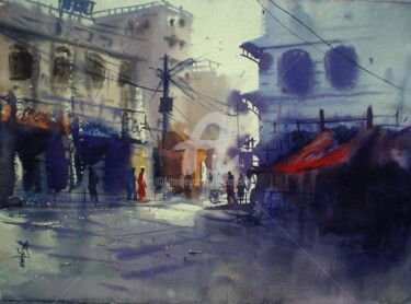 Картина под названием "cityscape09" - Kishore Singh, Подлинное произведение искусства