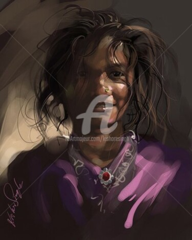 Digital Arts titled "indian Girl01" by Kishore Singh, Original Artwork