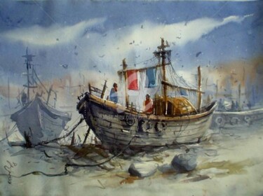 Painting titled "boat03" by Kishore Singh, Original Artwork
