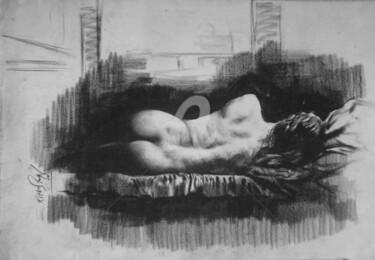 Painting titled "Nude_Pose01" by Kishore Singh, Original Artwork