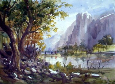 Schilderij getiteld "Landscape01" door Kishore Singh, Origineel Kunstwerk