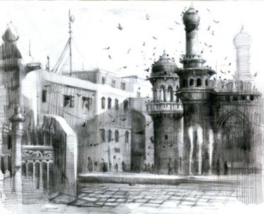 mecca_masjid01.jpg Painting titled "mecca_masjid01.jpg" by Kishore Singh, Original Art, Oil