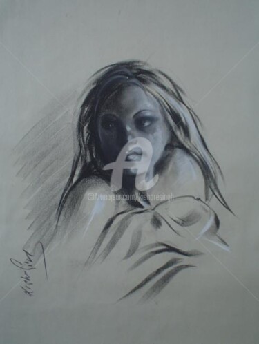 Peinture intitulée "live sketch11" par Kishore Singh, Œuvre d'art originale, Huile