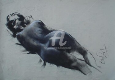Painting titled "Nude_Pose18" by Kishore Singh, Original Artwork, Oil