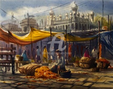 Painting titled "Hyderabad_gudimalka…" by Kishore Singh, Original Artwork, Oil