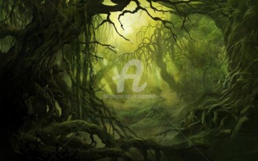 Arte digital titulada "Forest" por Kishore Singh, Obra de arte original, Pintura Digital