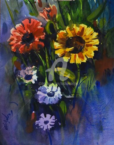 Painting titled "Sunflower" by Kishore Singh, Original Artwork