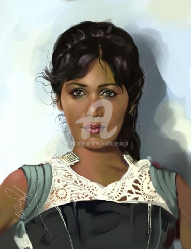Digital Arts titled "Model" by Kishore Singh, Original Artwork, Digital Painting