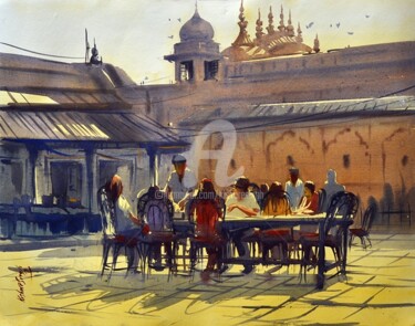 Painting titled "durg-cafe-nahargarh…" by Kishore Singh, Original Artwork, Oil