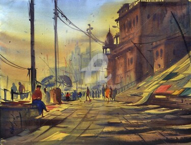 Peinture intitulée "varanasi-27.jpg" par Kishore Singh, Œuvre d'art originale