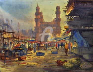 Painting titled "Charminar Hydearbad…" by Kishore Singh, Original Artwork