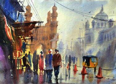 Malerei mit dem Titel "charminar04.jpg" von Kishore Singh, Original-Kunstwerk, Aquarell