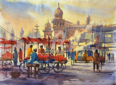 Malerei mit dem Titel "Mecca Masjid,Hydera…" von Kishore Singh, Original-Kunstwerk, Aquarell