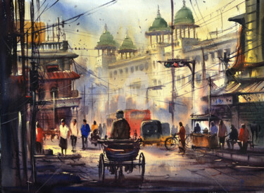 Painting titled "Kishore singh. Madi…" by Kishore Singh, Original Artwork, Watercolor