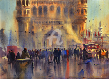 Peinture intitulée "early-morning-break…" par Kishore Singh, Œuvre d'art originale, Aquarelle