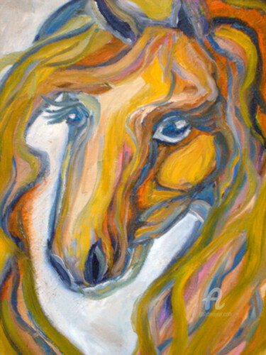 Картина под названием "Painting with a hor…" - Natalia Кislitsa, Подлинное произведение искусства, Масло