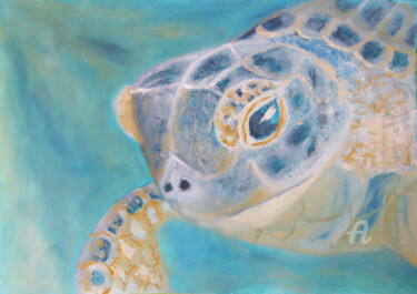 Картина под названием "sea ​​turtle" - Natalia Кislitsa, Подлинное произведение искусства, Масло
