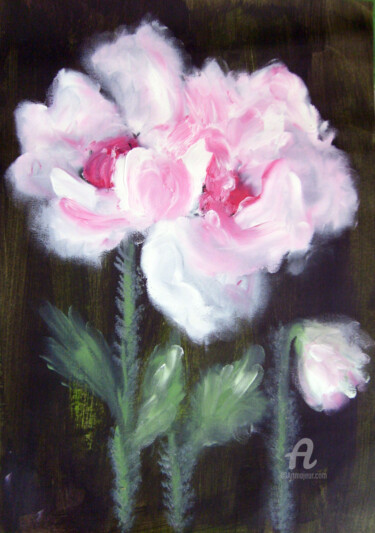 Картина под названием "White poppy" - Natalia Кislitsa, Подлинное произведение искусства, Акрил