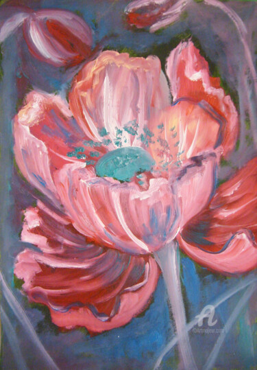 Картина под названием "Red poppy" - Natalia Кislitsa, Подлинное произведение искусства, Масло