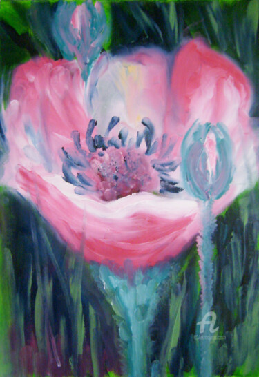 Картина под названием "Pink poppy" - Natalia Кislitsa, Подлинное произведение искусства, Масло