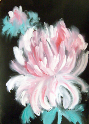 Painting titled "Pink peony" by Natalia Kislitsa, Original Artwork, Oil