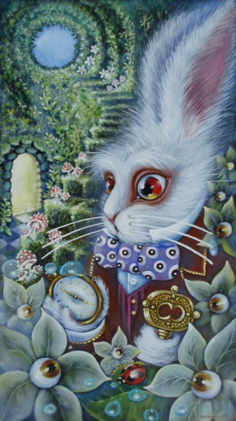 Картина под названием "" Кролик"" - Svetlana Kislyachenko, Подлинное произведение искусства, Масло Установлен на Деревянная…
