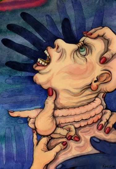 Картина под названием "Fear before red col…" - Svetlana Kislyachenko, Подлинное произведение искусства, Акварель Установлен…
