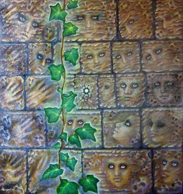 Картина под названием "The Wall" - Svetlana Kislyachenko, Подлинное произведение искусства, Масло Установлен на Деревянная р…